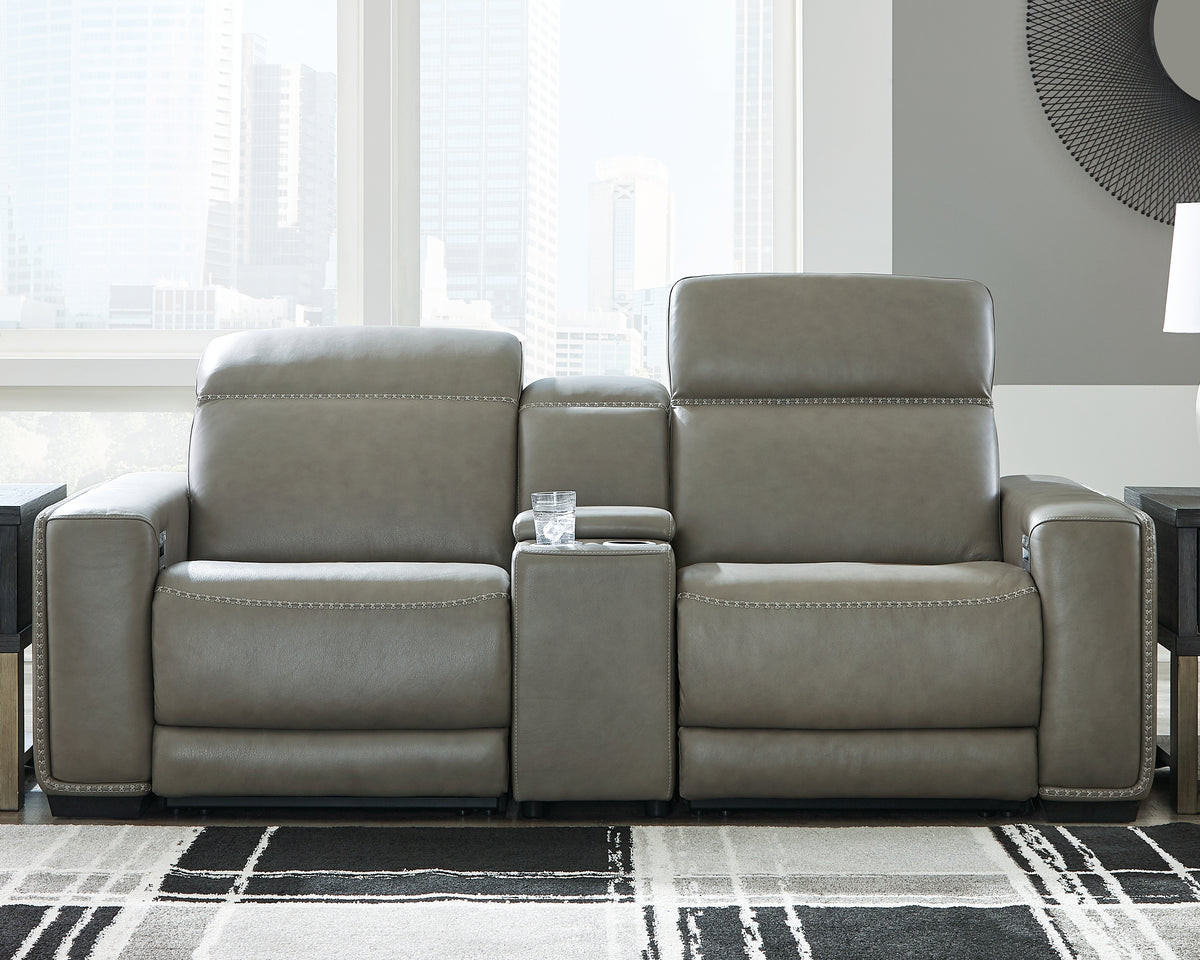J&M Furniture - Ashley Furniture - Correze 3-Piece Power Reclining Sectional Loveseat - 3-Piece Power Reclining Sectional Loveseat / Gray - U94202S3
