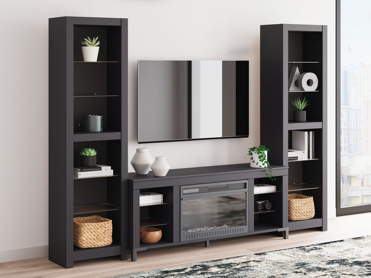 J&M Furniture - Ashley Furniture - Cayberry 3-Piece Entertainment Center with Electric Fireplace - 3-Piece Entertainment Center with Electric Fireplace / Black - W2721W2
