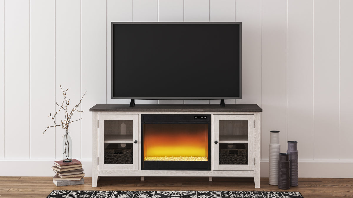 J&M Furniture - Ashley Furniture - Dorrinson 60" TV Stand with Electric Fireplace - 60" TV Stand with Electric Fireplace / Two-tone - W287W2
