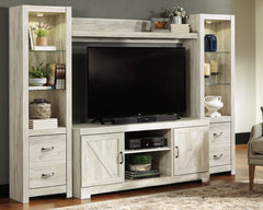 J&M Furniture - Ashley Furniture - Bellaby 4-Piece Entertainment Center - 4-Piece Entertainment Center / Whitewash - W331W2