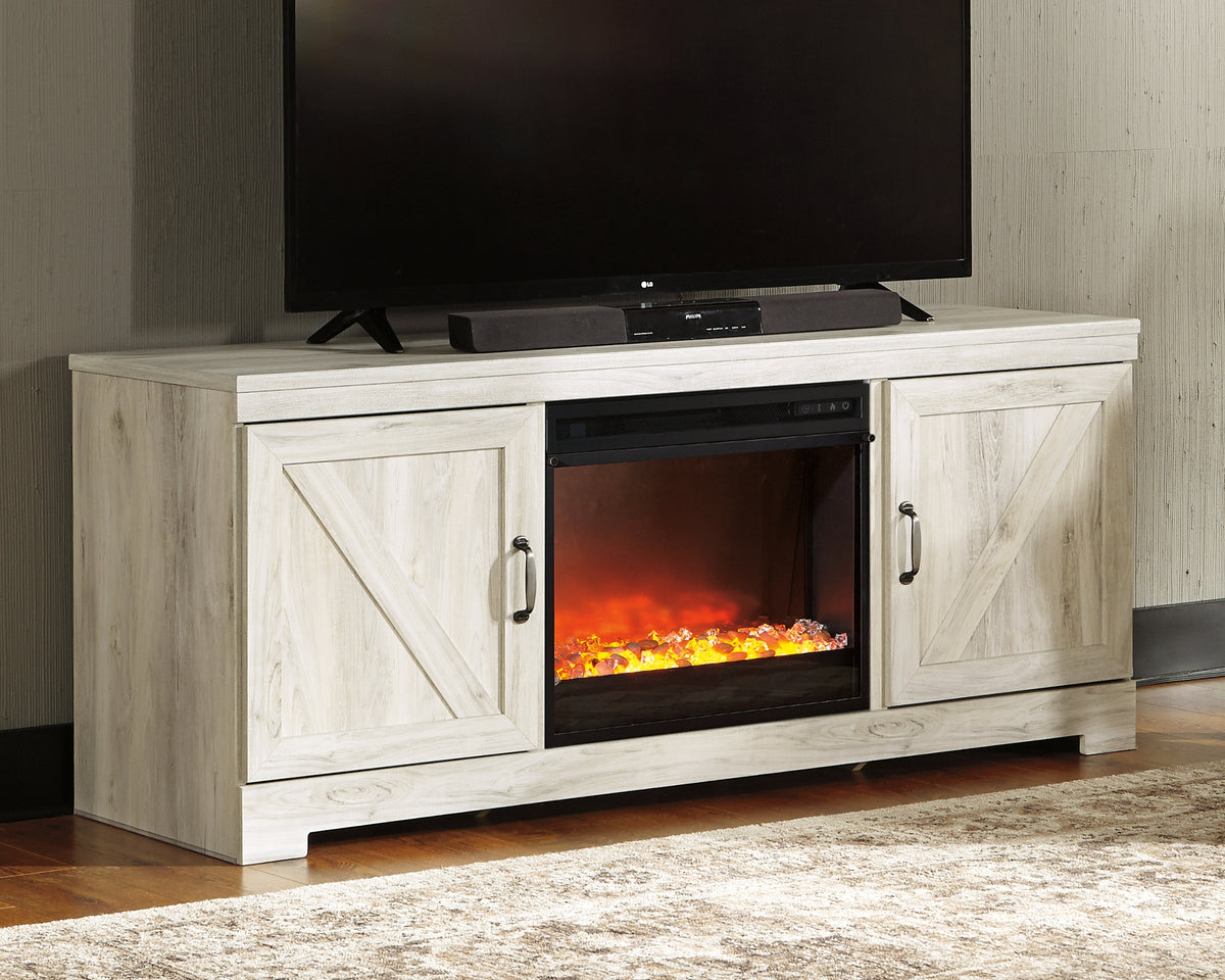 J&M Furniture - Ashley Furniture - Bellaby 63" TV Stand with Fireplace - 63" TV Stand with Fireplace / Whitewash - W331W4