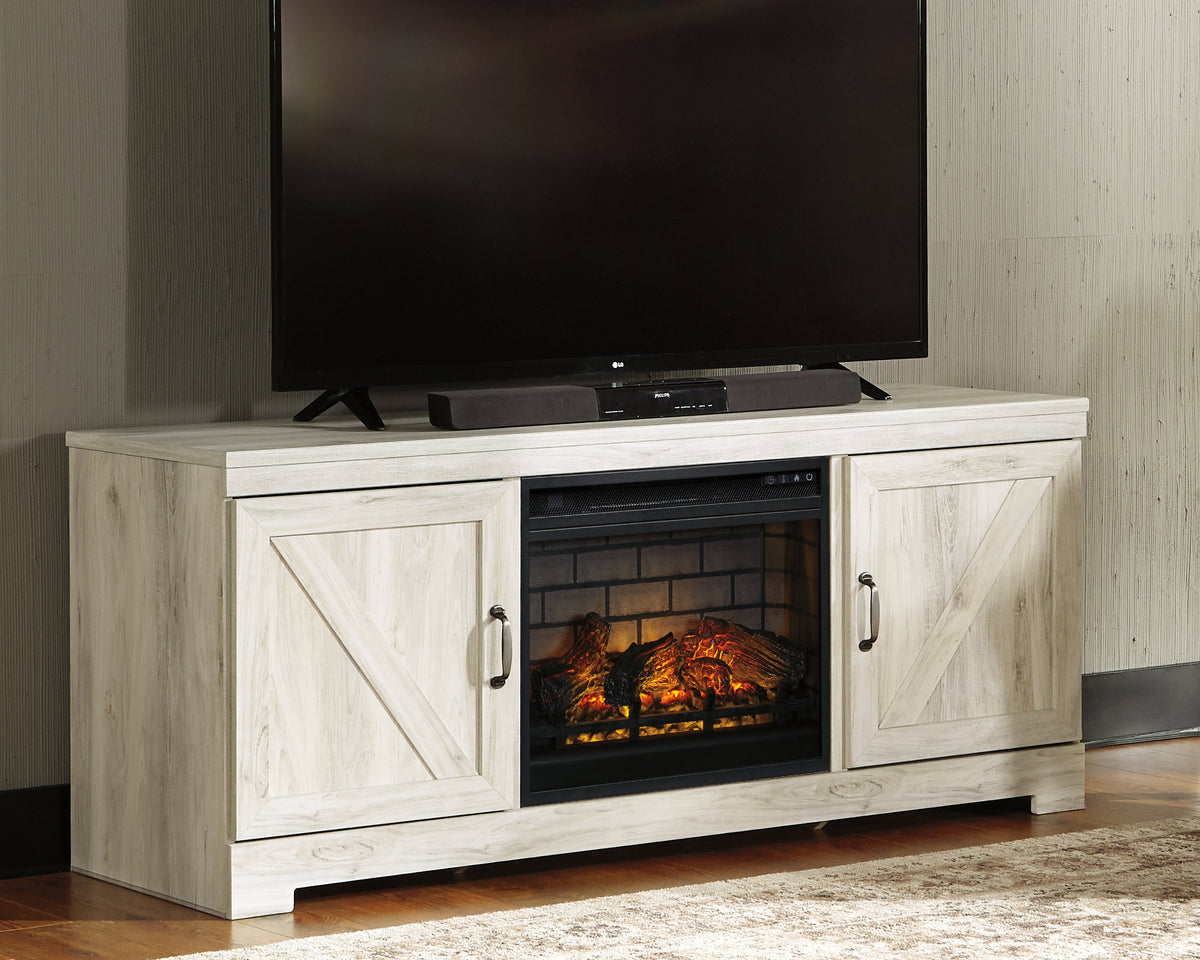 J&M Furniture - Ashley Furniture - Bellaby 63" TV Stand with Electric Fireplace - 63" TV Stand with Electric Fireplace / Whitewash - W331W9