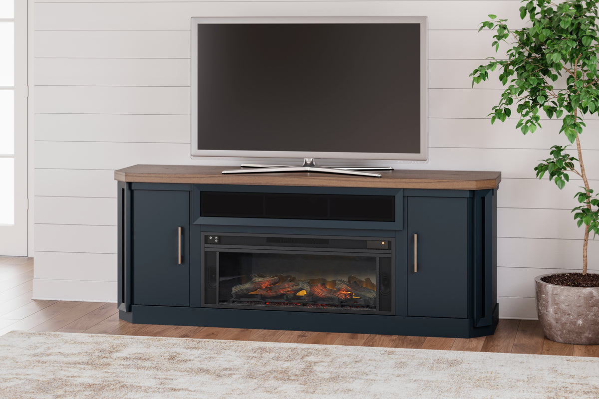 J&M Furniture - Ashley Furniture - Landocken 83" TV Stand - 83" / Brown/Blue - W402-68