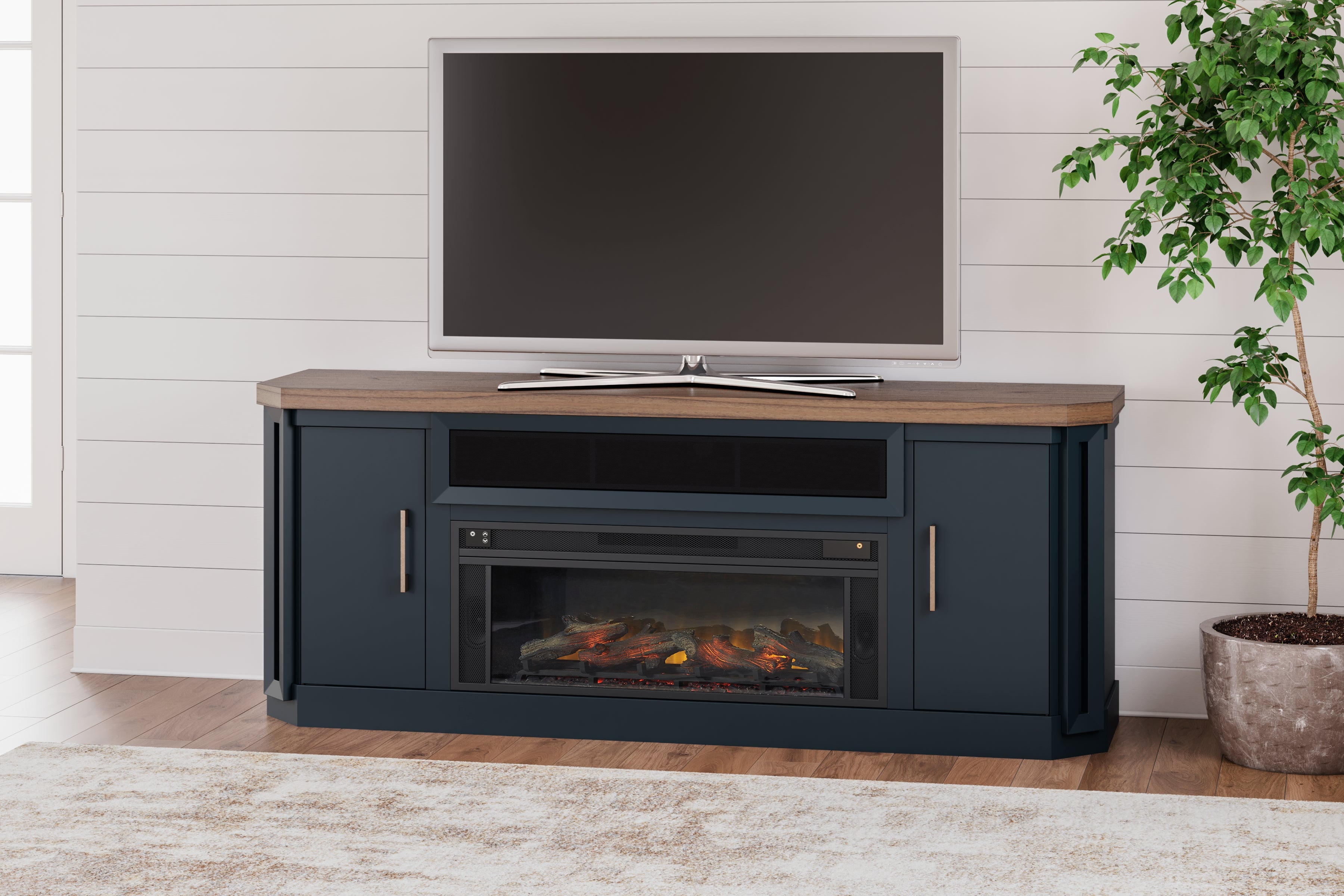 J&M Furniture - Ashley Furniture - Landocken 83" TV Stand with Electric Fireplace - 83" TV Stand with Electric Fireplace / Two-tone - W402W1