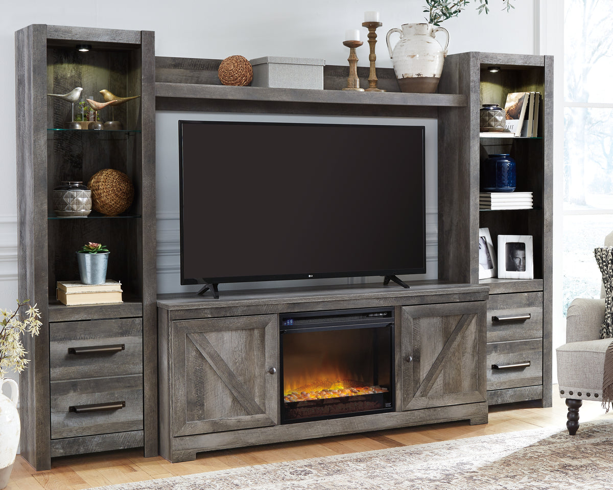 J&M Furniture - Ashley Furniture - Wynnlow 4-Piece Entertainment Center with Electric Fireplace - 4-Piece Entertainment Center with Electric Fireplace / Gray - W440W5