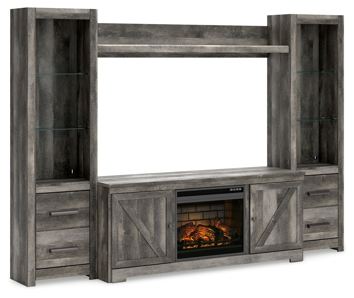 J&M Furniture - Ashley Furniture - Wynnlow 4-Piece Entertainment Center with Electric Fireplace - 4-Piece Entertainment Center with Electric Fireplace - W440W8