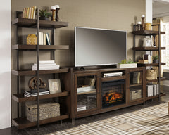 J&M Furniture - Ashley Furniture - Starmore 3-Piece Wall Unit with Electric Fireplace - 3-Piece Wall Unit with Electric Fireplace / Brown/Gunmetal - W633W6