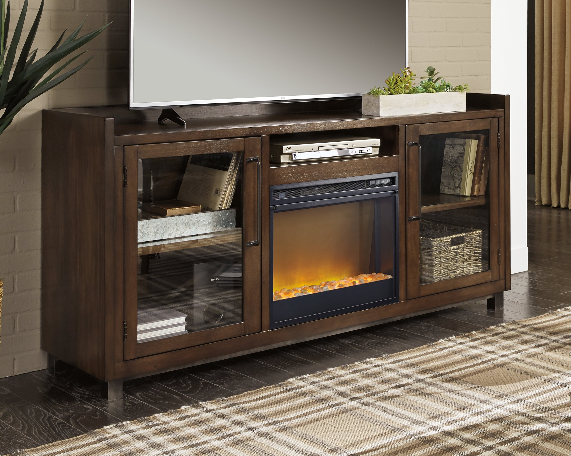 J&M Furniture - Ashley Furniture - Starmore 70" TV Stand with Electric Fireplace - 70" TV Stand with Electric Fireplace / Brown - W633W4
