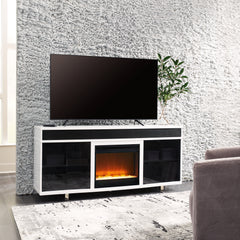 J&M Furniture - Ashley Furniture - Gardoni 72" TV Stand with Electric Fireplace - 72" TV Stand with Electric Fireplace / White/Black - W756W1