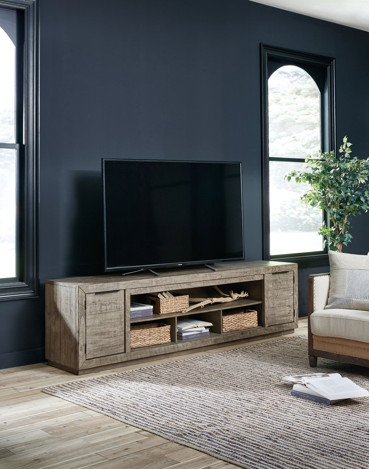 J&M Furniture - Ashley Furniture - Krystanza 92" TV Stand - 92" / Weathered Gray - W760-78