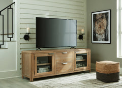 J&M Furniture - Ashley Furniture - Rencott 80" TV Stand - 80" / Light Brown - W781-68