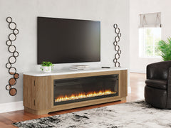 J&M Furniture - Ashley Furniture - Camdill 80" TV Stand with Electric Fireplace - 80" TV Stand with Electric Fireplace / Light Brown - W808W1