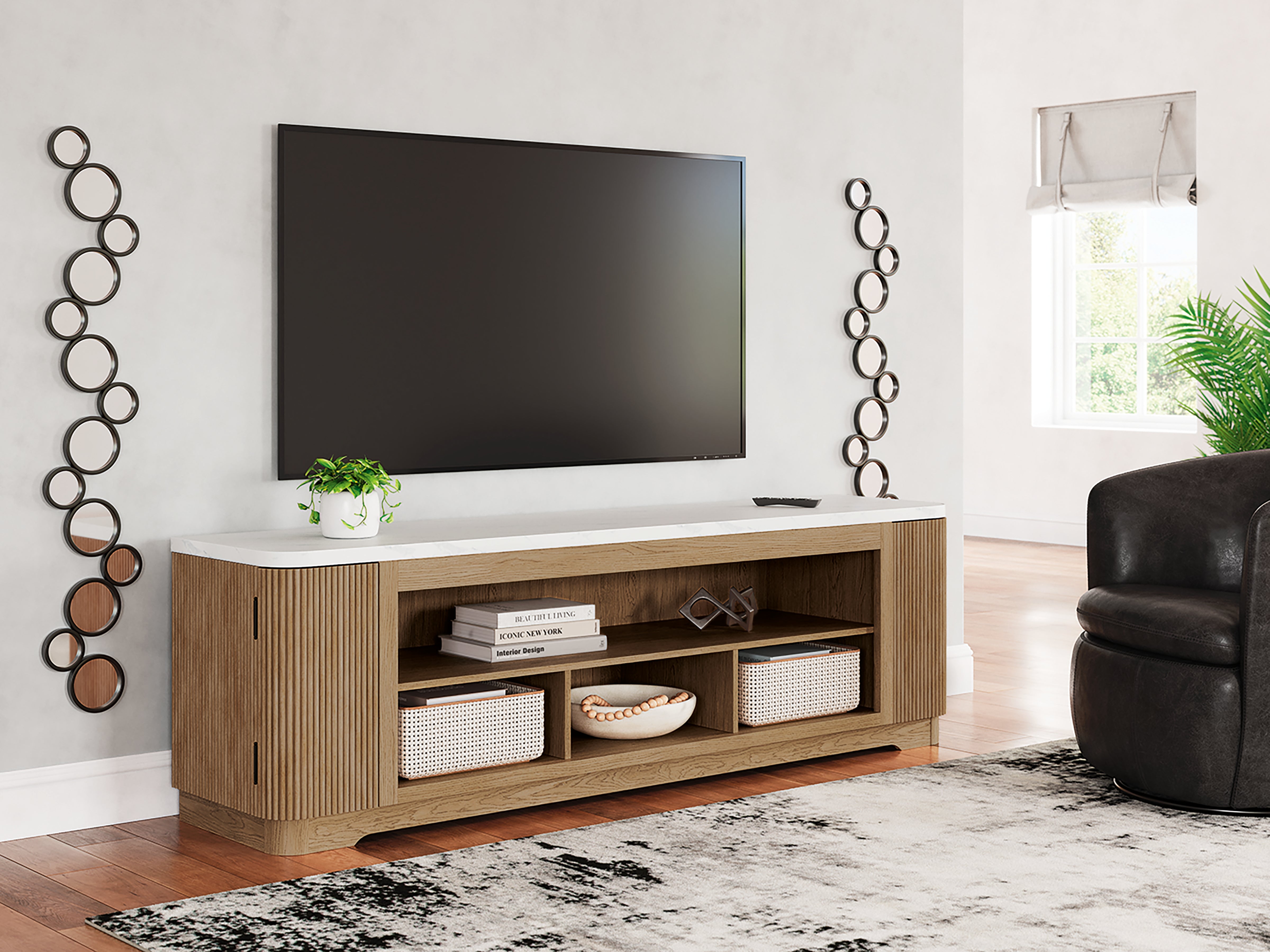 J&M Furniture - Ashley Furniture - Camdill 80" TV Stand - 80" / Light Brown - W808-68